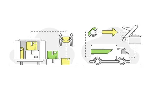 Apartment move set. Relocation, delivery service, logistics company vector 스톡 일러스트