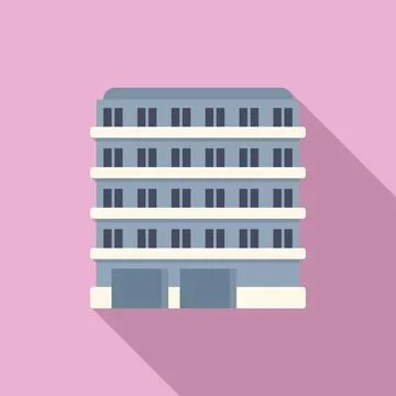 Apartment multistory building icon flat vector. Estate street mall Ilustración de archivo