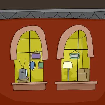 Apartment at night Stock Illustration