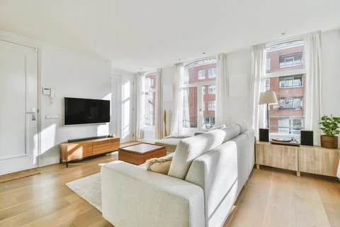 The apartment is in an open style Stock Photos
