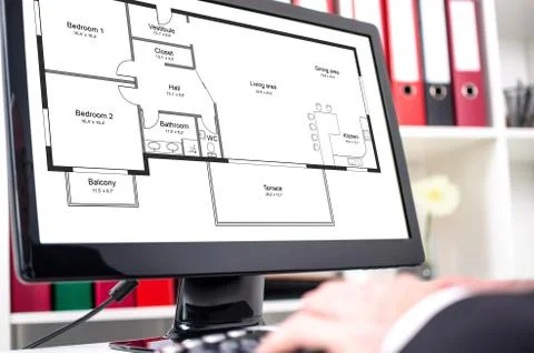 Apartment plan concept on a computer screen Stock-Fotos
