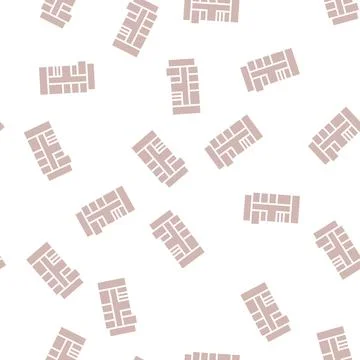 Apartment plan glyph seamless pattern Stock Illustration