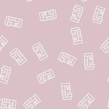 Apartment plan line seamless pattern Stock Illustration