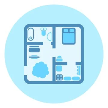 Apartment Plan Top View Icon Modern House イラスト素材