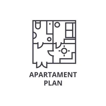 Apartment plan vector line icon, sign, illustration on background, editable Stock Illustration