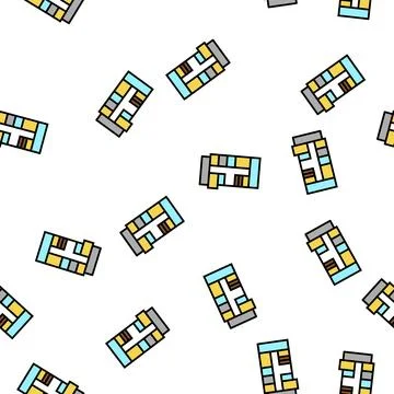 Apartment plan vector seamless pattern Stock Illustration