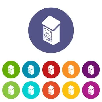 Apartment post box icons set vector color Ilustração Stock