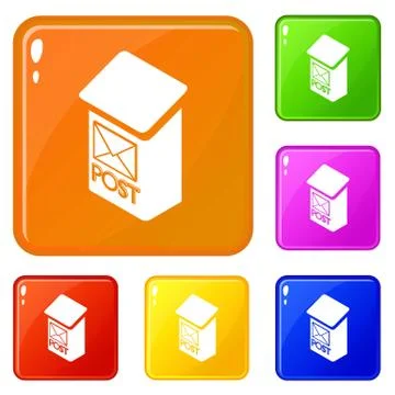 Apartment post box icons set color Ilustração Stock