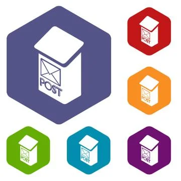 Apartment post box icons vector hexahedron Ilustração Stock