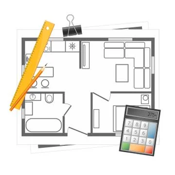 Apartment project with a tool Stock Illustration
