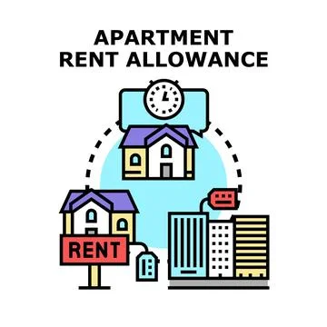 Apartment rent allowance program promoting affordable housing access Stock Illustration