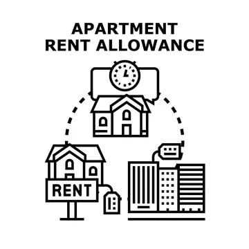 Apartment rent allowance program promoting affordable housing access Stock Illustration