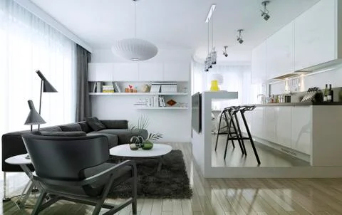Apartment studio modern style Stock Illustration