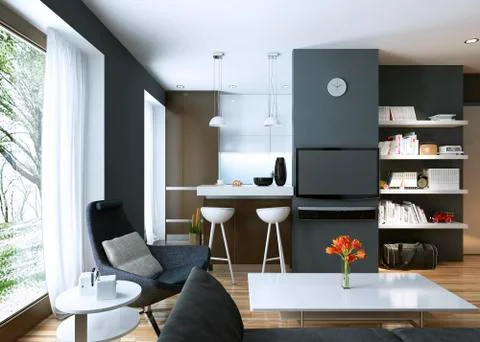 Apartment study modern style Stock Illustration