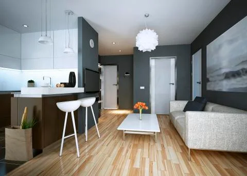 Apartment study modern style Stock Illustration