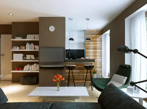 Apartment study modern style Stock Illustration