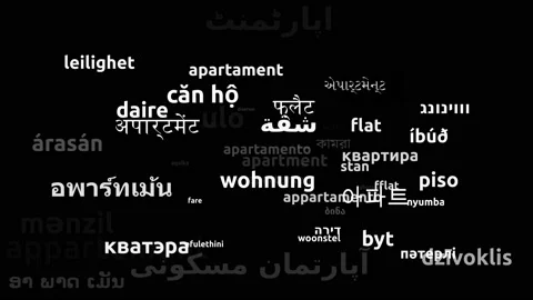 Apartment Translated in 58 Worldwide Languages Endless Looping 3d Zooming Wor Video stock 145203598
