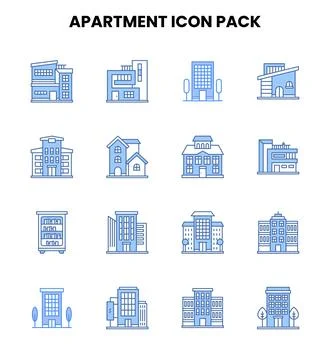 Apartment Two Colour Bundle Icons Pack Ilustración de archivo