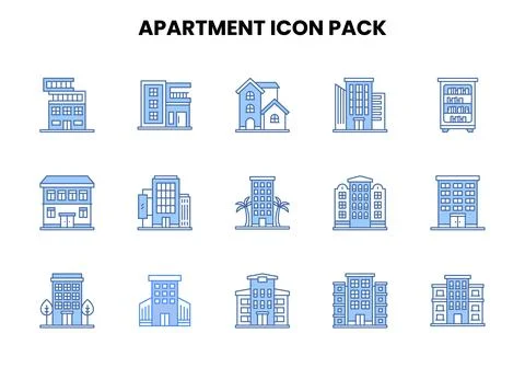 Apartment Two Colour Graphics Icons Pack Ilustración de archivo