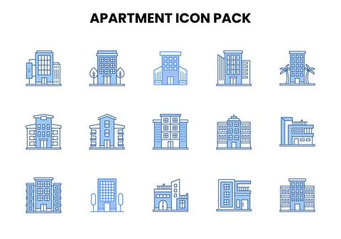 Apartment Two Colour Icons Pack Stock Illustration