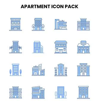 Apartment Two Colour Vector Icons Pack Stock Illustration