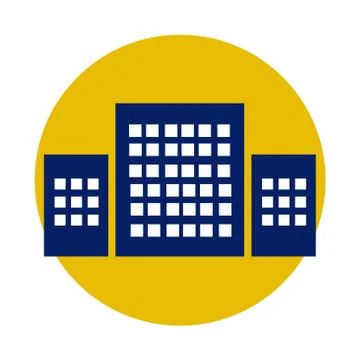 Apartment vector icon on yellow background, house symbol. Modern, simple flat Stock Illustration