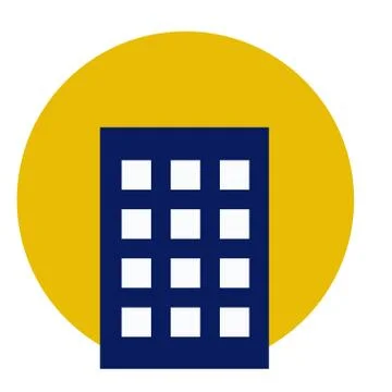 Apartment vector icon on yellow background, house symbol. Modern, simple flat Stock Illustration