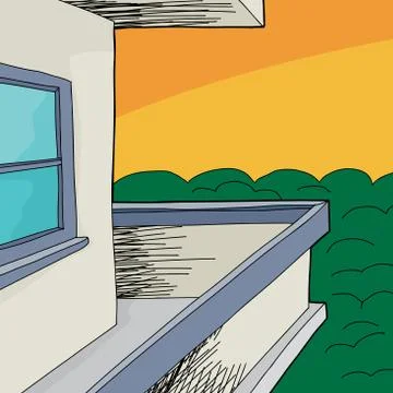 Apartment view of woods Stock Illustration