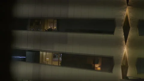 Apartment windows at night 库存影片 213759088