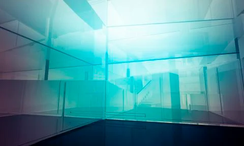 Apartment.empty office with columns and large windows, indoor building. busin Ilustración de archivo