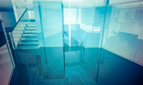 Apartment.empty office with columns and large windows, indoor building. busin Ilustración de archivo