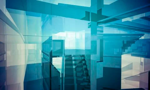 Apartment.empty office with columns and large windows, indoor building. busin Ilustración de archivo