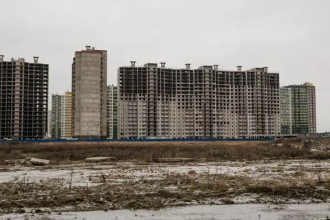 Apartments are made using brick-monolithic technology. Stock Photos