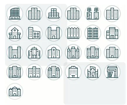 Apartments Display Perfect Vector Set with 25 High Resolution Regular Line .. Stock Illustration