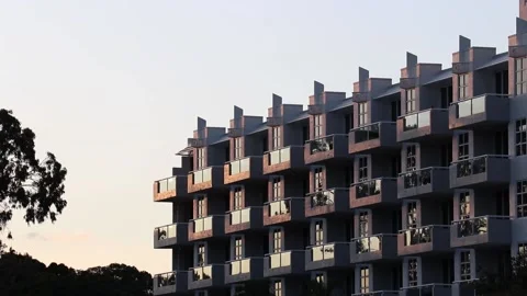 Apartments in the sunset Stock Footage 235581891