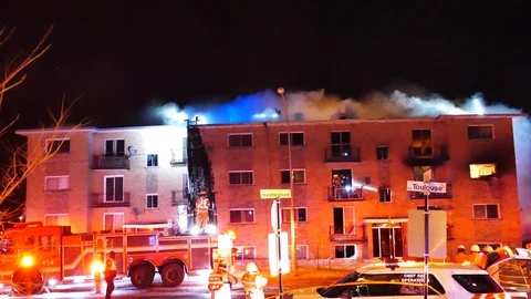 Aparttment fire completly burning Stock Footage 104300877
