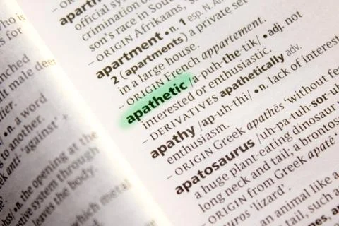 Apathetic word or phrase in a dictionary. Stock Photos