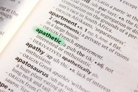Apathetic word or phrase in a dictionary. Stock Photos