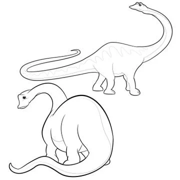 Apatosaurus line-art Illustrazione stock