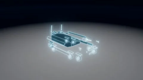 Apc exploded view blueprint wireframe 3D animation seamless loop Stock Footage 342239658