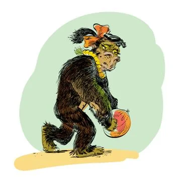 APE female with coconut evolution Stock Illustration