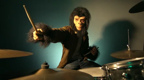 Ape Man Playing Drums #1 Stock Footage 58114867