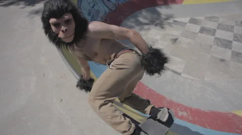 Ape Man Skating #1 Stock Footage 58115891
