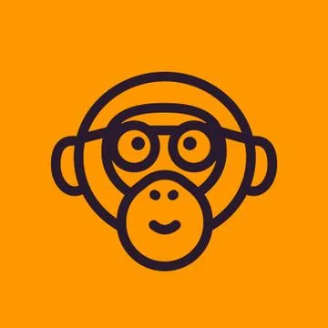 Ape, monkey with glasses line icon Stock-Illustration