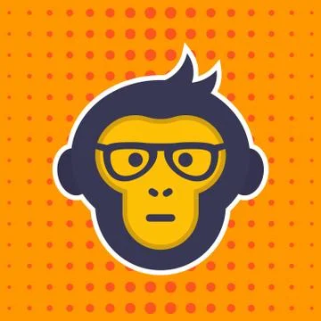 Ape, monkey with glasses vector sticker, print Stock-Illustration
