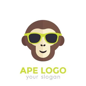 Ape, monkey in sunglasses logo template Stock Illustration
