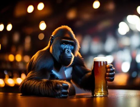 Ape in pub Illustrazione stock