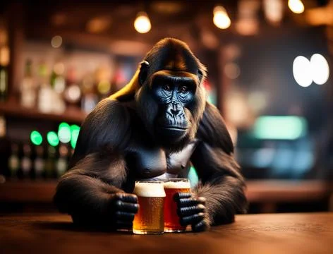 Ape in pub Illustrazione stock