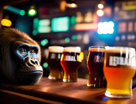 Ape in pub Illustrazione stock