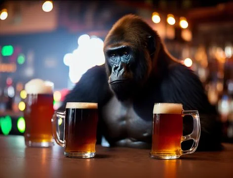 Ape in pub Illustrazione stock